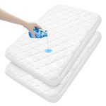 Pack n Play Mattress Pad 2 Pack,Mattress Cover Waterproof Mini Crib Protector,27" X 39" - Soft Fitted Portable Mini Cribs, Graco Pack 'N Play and Foldable Mattresses, Waterproof Playpen SheetWhite