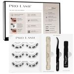 Pro Lash SoftWear Starter Lash Clusters Kit - Seamless, Lightweight Lashes - 7-Day Cluster Eyelash Extensions - 3 Sets of False Eyelashes Plus Adhesive, Remover, Tweezers - Volume Wispy No. 10 Black
