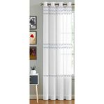 HOMEMONDE Sheer Grommet Curtains 7 Feet Door Single Pcs Solid Decorative Pom Pom for Living Room, Bedroom Curtain 1-Piece, White