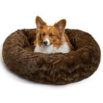 Best Friends by Sheri The Original Calming Donut Cat and Dog Bed in Lux Fur Dark Chocolate Medium 30x30