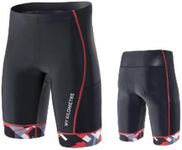 Kilo Triathlon Mens Shorts 9" Black with Two Leg Pockets,Chamois for Long-Distance Tri Race (Red, Large)