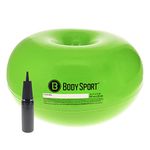 Body Sport Donut Ball, Green, 21 in. x 11.8 in. – Durable, Inflatable Exercise Ball for Balance & Stability Training, Yoga, & Pilates Workouts – Use in Home, Office, Gym, or Classroom