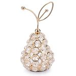 TOLIDA Sparkly Crystal Pear Fruit Ornament Artificial Fruit Sculpture Figurine Centerpiece Decor for Home Dining Table, Wedding/Birthday Party (Pear, Gold)