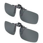 Splaks Clip-on Sunglasses, Unisex Polarized Frameless Rectangle Lens Flip Up Clip on Prescription Sunglasses Eyeglass, 2-Piece Clip on Glasses + Night Vision Glasses - Black