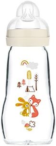 MAM Feel Good Glass Bottle Pack of 1 (1 x 260 ml), MAM Bottle with Medium Flow MAM Teats Size 2, Newborn Essentials, MAM Baby Bottles for 2+ Months, White