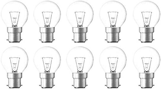 10 x 25W Clear Fancy Round Light Globes Bulbs Lamps Bayonet Cap BC B22 Warm White