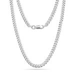 LeCalla Solid 925 Sterling Silver Curb Chain Necklace for Men Women | Italian 6mm Diamond-Cut Cuban Link Chain Necklace 20 Inches