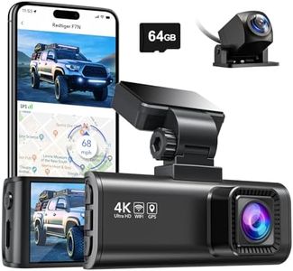 REDTIGER F7N 4K Dual Dash Cam with 64GB Card, Built-in WiFi GPS Front 4K/2.5K and Rear 1080P Dual Dash Camera for Cars,3.18 inch Screen,170° Wide Angle, Parking Monitor, Support 256GB Max