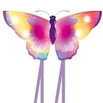 SNJOYFUL Butterfly Kite for Kids & Adults Easy to Fly, Large Kite for The Beach, Easy Flying Single Line Kite, Come with 4 Long Tail and 300 FT String Kite Handle