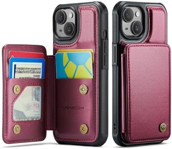 Vinich for iPhone 14 Plus Wallet Case with Card Holder, RFID Blocking Credit Slots Kickstand Shockproof Phone Cover for Women Men, Red