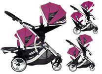 Kids Kargo Double Twin Tandem Pushchair. Duellette BS Suitable for Twins from 6 Months. Stroller by Kids Kargo (Dooglebug Raspberry)