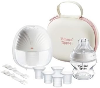 Tommee Tippee Single Wearable Breast Pump, Hands-Free In-Bra Design, 24mm Flange + 5 Inserts, 4 Modes & up to 9 Suction Levels, Quiet, Lightweight, Travel Case & Rechargeable