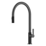KRAUS Oletto High-Arc Single Handle Pull-Down Kitchen Faucet in Matte Black/Spot Free Black Stainless Steel, KPF-2821MBSFSB