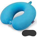 Neck Pillow for Travel Comfortable Travel Pillows U Shape Memory Foam Airplane Pillow Support Neck and Head Portable Neck Pillows Suitable for Airplane, Trains, Self-Driving Cars, Lake Blue Color