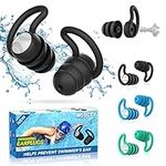 Swimming Ear Plugs Waterproof Earplugs - 3 Pairs Silicone Swim Ear Plugs for Adult, Water Sports Earplugs for Showering, Bathing, Surfing - Keep Ear Water Out.