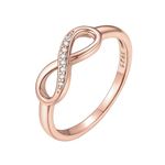 ChicSilver Rose Gold Plated Cubic Zirconia Cz Infinity Rings for Women 925 Sterling Silver Infinity Knot BFF Friendship Rings Engagement Wedding Band Rings Size 6