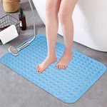 HOKIPO PVC Anti Slip Bath Tub Mat with Suction Cups (Blue, 58 cm X 88 cm)