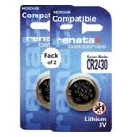 MICROUSB Compatible with Renata Original 100% Cell CR 2430 Lithium Coin Button CR2430 Battery 3V, Suitable for Keyfobs, Scales Wearables & Medical Devices Freshly Packed (Pack of 2)