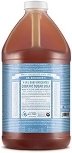 Dr. Bronner’s - Organic Sugar Soap (Baby Unscented, 64 Ounce) - Made with Organic Oils, Sugar and Shikakai Powder, 4-in-1 Use: Hands, Body, Face and Hair, Moisturizes and Nourishes, No Added Fragrance