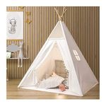 Kids Teepee Cotton Play Tent Large Indoor and Outdoor Folding Tent for Boys and Girls (without Fun Flag and Carrying Bag)