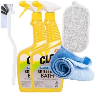 Cozy Home Luxe Bundle - 2 Pack CLR Brilliant Bath Cleaner Bundle With Microfiber Towel, Grout Brush, and Scrub Sponge - 26 Ounce CLR Bathroom Cleaner Spray For Toilet, Bath, Shower, Sink, Glass