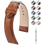 Quick Release Leather Watch Band 22mm, Fullmosa Axus Genuine Leather Replacement Watch Strap for Samsung Galaxy Watch 46mm/Watch 3 45mm Samsung Gear S3/Gear2, Brown