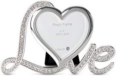 LASODY Elegant Silver Plated Heart Shaped Photo Frame Holds a 3" x 3" Photo,Anniversary Wedding Gifts Valentine's Day Gifts