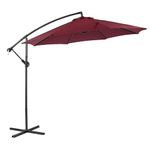 DlandHome 9ft Patio Umbrella With 8 Ribs, Outdoor Market Table Umbrella, Outdoor Solar Umbrella Sun Shade for Garden Balcony, Red