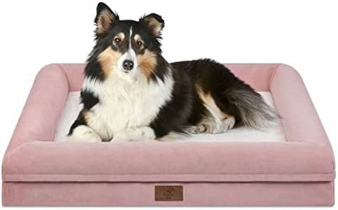 Yiruka Large Dog Bed, Pink Orthopedic Dog Bed, Waterproof Dog Bed with Removable Cover, 4-Sides Removable Bolster Dog Soft Sofa Bed with Nonskid Bottom, Washable Dog Beds for Large Dogs