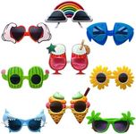 JOPOYOCO 9Pcs Hawaii Novelty Sunglasses, Fun Glasses Crazy Party Dress Glasses Accessories Novelty Costume Party Carnival Glasses Event Decoration Beach Party Supplies