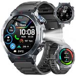 Smart Watch for Men Answer/Make Calls, 1.43" AMOLED Military Smart Watch with GPS/Torch/Compass/Altitude/Heart Rate/Health Monitor/Blood Oxygen, 5ATM Waterproof, 160+ Sports Smartwatch for iOS Android