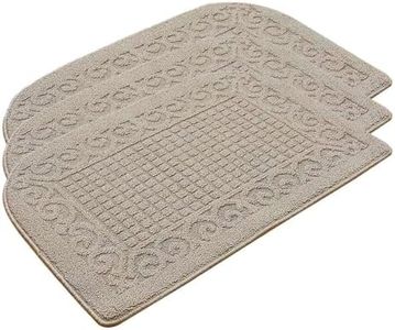 COSY HOMEER 32X20 Inch Anti Fatigue Kitchen Rug Mats are Made of 100% Polypropylene Half Round Rug Cushion Specialized in Anti Slippery and Machine Washable,Beige(3 pcs)