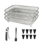 Rectangle Air Fryer Rack Set by Magla. Air Fryer Accessories for Ninja Air Fryer Dual AF300UK, AF400UK, DZ201, DZ401 etc. Including 8 Feet for Extendable Space, Air Fryer Basket, UK Brand