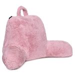 Milliard Reading Pillow with Shredded Memory Foam, Back Rest Pillow for Sitting in Bed with Faux Fur Removable Cover-18x15 inches (Pink)