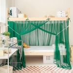 Akiky Bunk Bed Curtains Student Dormitory Mosquito Net 4 Corner Post Bed Canopy for Kid Teens Dustproof Loft Bed Curtains(Dark Green,Twin)