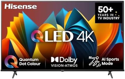 Hisense 65E7NQ 164 cm (65 Zoll) Fernseher, 4K UHD, QLED, HDR10, HDR10+ decoding, HLG, Dolby Vision Atmos, 60Hz Panel, Smooth Motion, Bluetooth, Alexa Built-in, VIDAA Voice, Schwarz [2024]