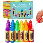 THE TWIDDLERS 24 Mini Bubble Wand Bottles Crayon Shaped - Non-Toxic Blowing Bubble Party Favour for Kids, Outdoor Summer Toys, Birthday Party Bag Filler & Gift, Wedding Favours