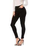 ECUPPER Womens Jeans High Waist Skinny Fit Stretch Jeans Denim Trousers with Pockets Black XL