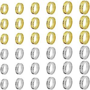 36Pcs 8mm Wide Stainless Steel Ring Blank Core Ring,7/8/9/10/11/12 Rings Grooved Core Inlay Ring for Resin Grooved Finger Ring Round Empty Ring Blanks for Jewelry Making(Gold,Silver)