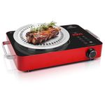 GRACEALL 2000W Electric Stove Portable Infrared Cooktop, Countertop Hot Plate for Cooking, Single Burner Cook Top, Kitchen Knob Control Stove, Unibody Design with BBQ Plate