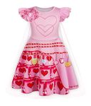 Jurebecia Descendants Rise of Red Costume Bridget Dress with Mesh Cape Descendants Dress Up for Halloween Chrismas Pink 9-10 Years