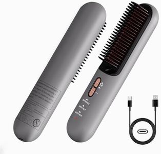 Cordless Hair Straightener Brush,Upgraded Portable Hair Straightener Brush for Women with Travel Size, 2 in 1 Negative Ion Hair Straightener Comb,Type C Rechargeable