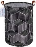 LANGYASHAN Laundry Basket Canvas Fabric Collapsible Organizer Basket for Storage Bin Toy Bins Gift Baskets Bedroom Clothes Children Nursery Hamper (Black diamond)