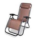 GRACIOUS MART Outdoor Textilene Adjustable Zero Gravity Folding Reclining Lounge Chair with Pillow for Poolside, Yard, Beach Camping Outdoor Easy to Store (Chocolate)