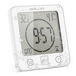 Shower Clock Waterproof Wall Clock Bathroom Clock Sunsbell Shower Cock Digital Temperature Humidity Display with Suction Cup, Touch Screen Timer for Kitchen Bathroom