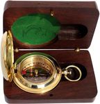 MAH Handmade Brass Push Button Engravable Direction Pocket Compass. C-3191