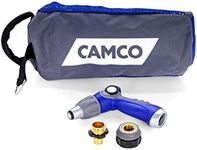 Camco 20’ Coiled Water Nozzle with Adjustable Spray Pattern Kit – Hose Design Prevents Kinking and Tangling, for Car Washing and Gardening (41980)