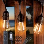 S14 LED Outdoor String Lights - 52 Ft.(42+10) Outdoor Lights with Remote, Timer, Dimmable Patio Lights with 15+1 Shatterproof S14 Bulbs, Waterproof String Lights for Outside, Backyard, Bistro, Warm White