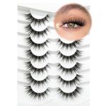 5D Clear Band Wispy Lashes 15mm Soft Faux Mink Lashes Natural Look Cat Eye C/D Curl Fake Eyelashes Reusable False EyeLashes 7 Pairs-Happy Heartbeat(No.219)