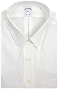 Brooks Brothers Mens Regent Fit Non Iron 100% Cotton Pocket Dress Shirt Bright White (15.5 Neck 32/33 Sleeves)